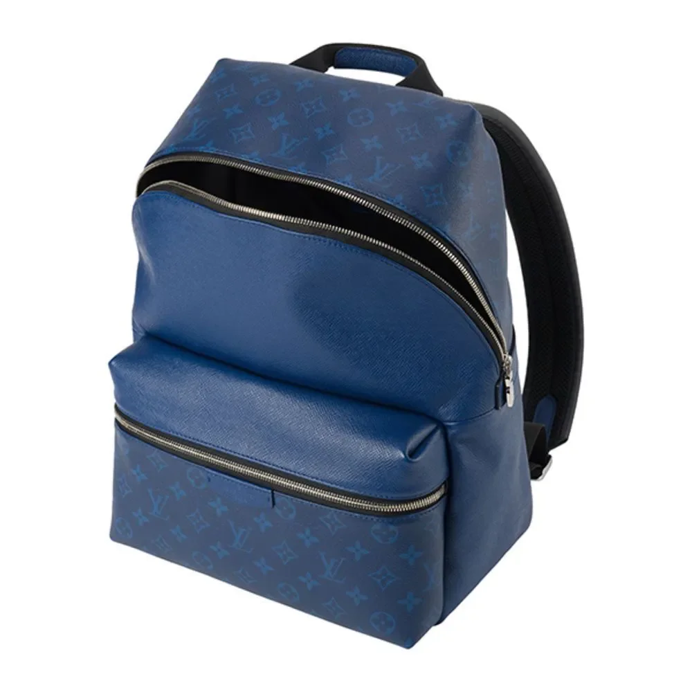 Louis Vuitton Rucksack Blue Leather Monogram Canvas